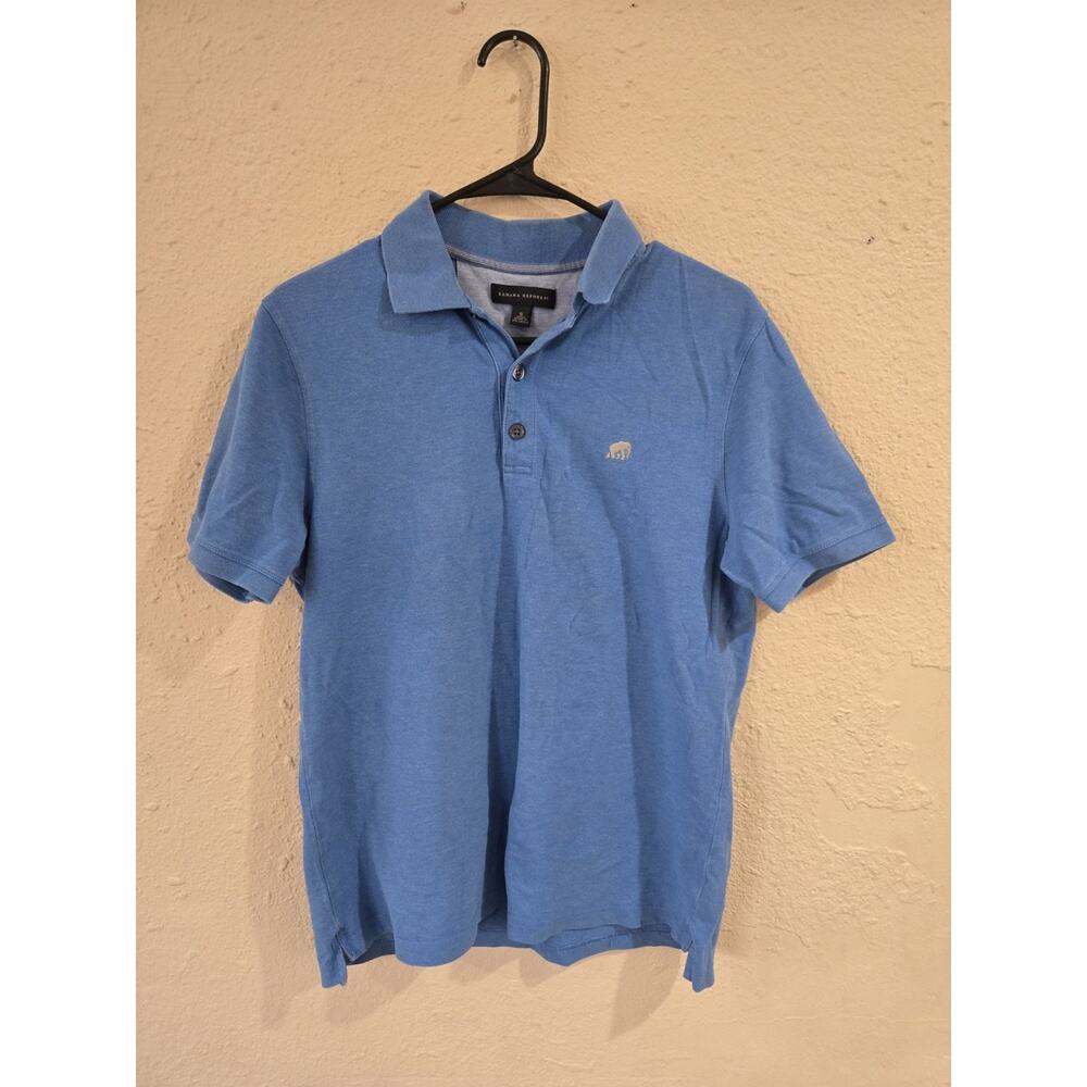 Banana Republic Factory Polo Shirt Blue Short Sleeve 100% Cotton Logo, Small